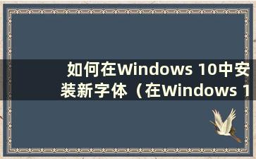 如何在Windows 10中安装新字体（在Windows 10中安装新字体）